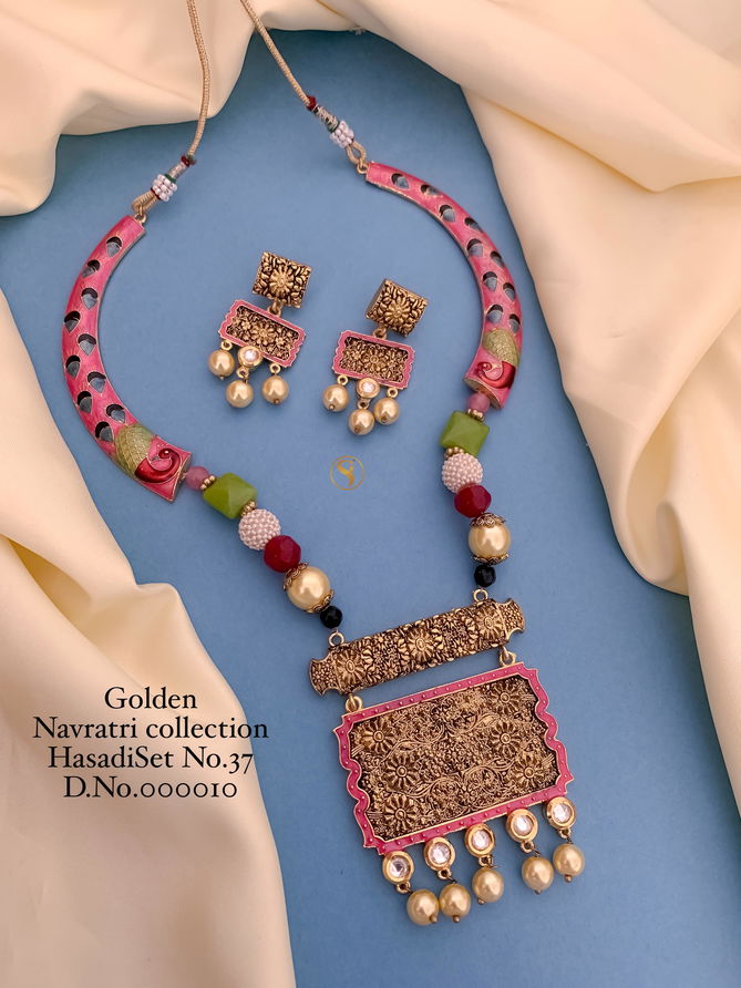 3 Golden Special Navratri Mala Pendant Set Wholesale Online
